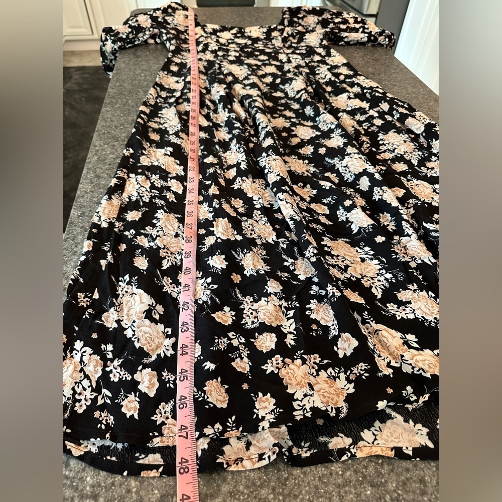 River Island Black Floral Puff Sleeve Maxi Dress,Square Neck Cottagecore Size 10 - Picture 11 of 16